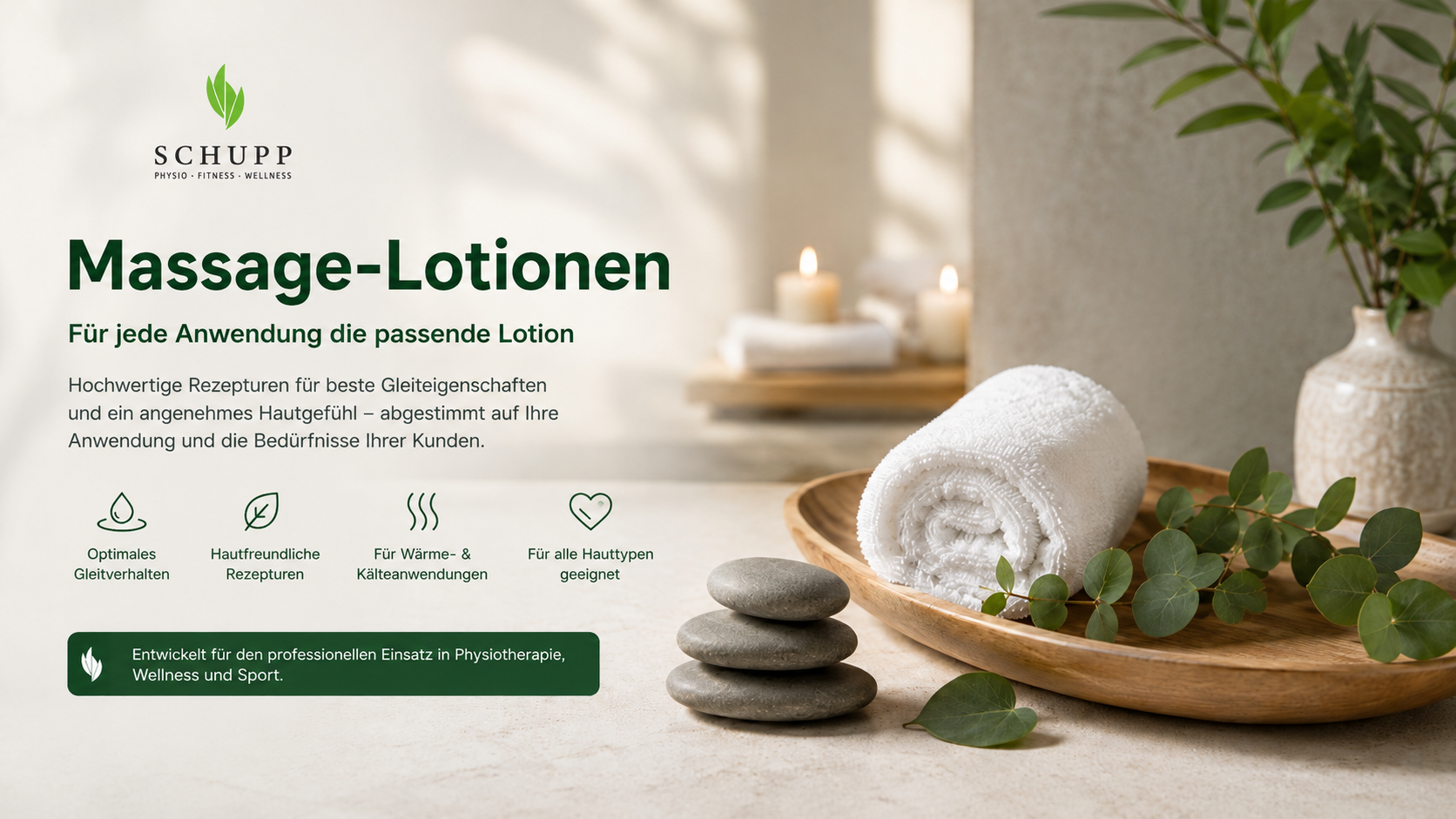 Massage-Lotionen für Praxis, Therapie und Wellness